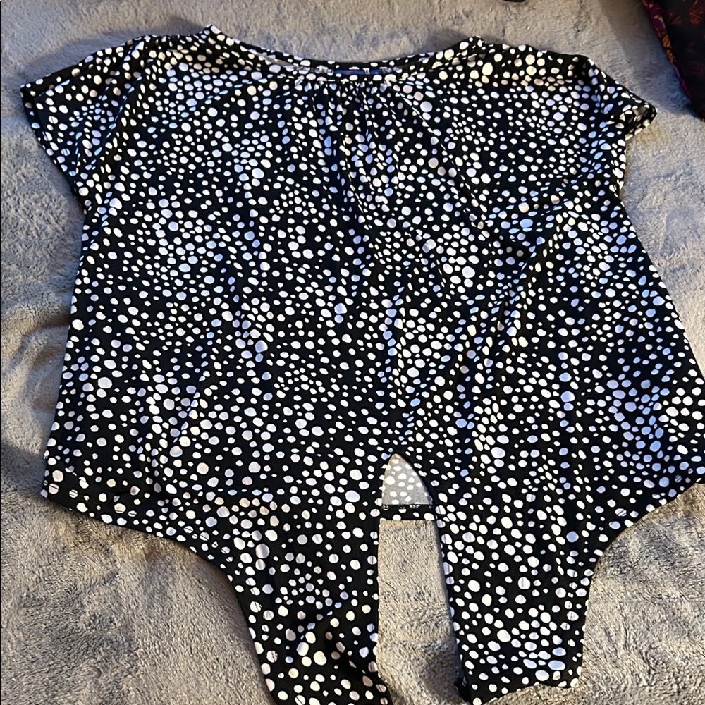 Rafaella Black Blouse with White Dots